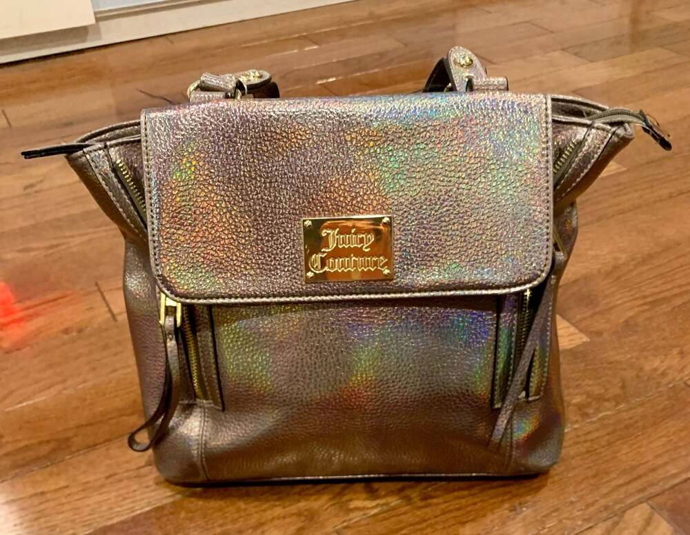 Juicy Couture Holographic Metallic Satchel Bag Y2K Rainbow Handbag‎